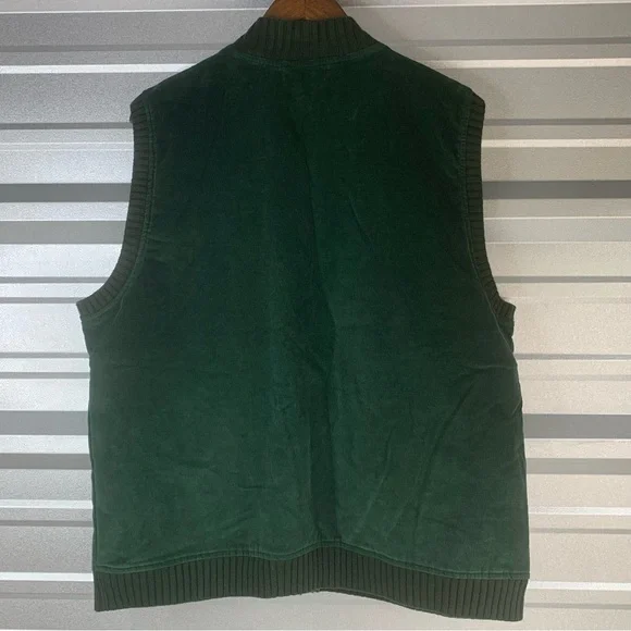 Alfred Dunner Corduroy Retro Velour Green Zip Sweater Vest Vintage Women's Sz 16 - Picture 2 of 7